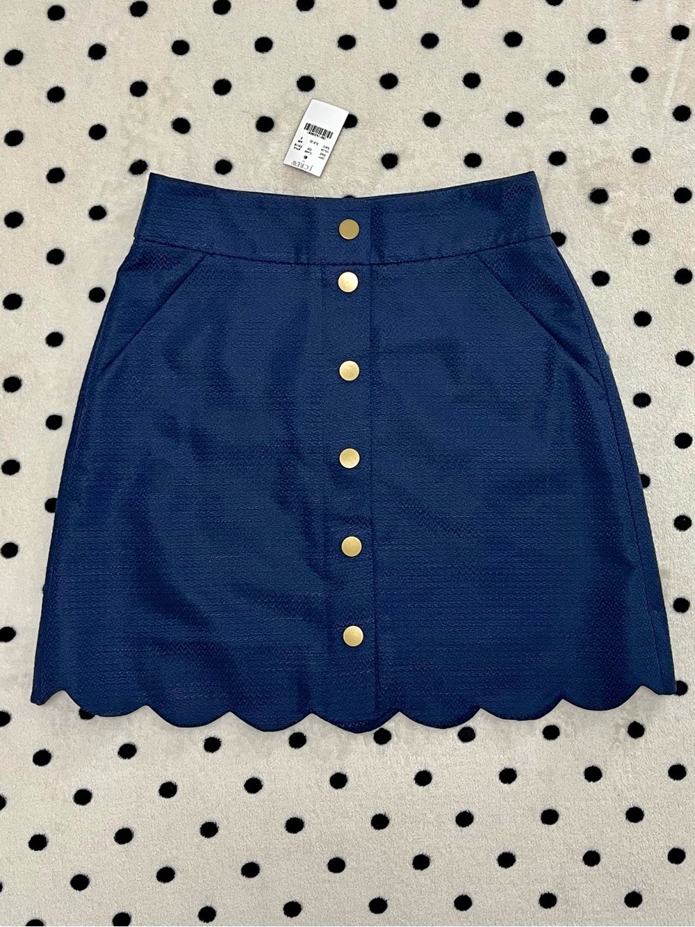 NWT J. Crew Factory Button-Front Scallop Hem Skirt Size 2